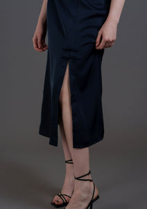 Midi Skirt with Frog buttons (Navy Blue)