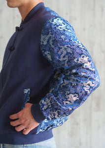 Men's Brocade Bomber Jacket (Blue)