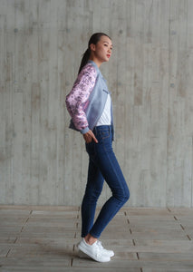 Love In Mist Bomber Jacket (Grey/ Multi Pink)