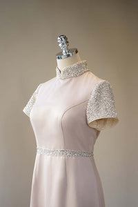 Short Sleeves Jewelled Qipao Gown