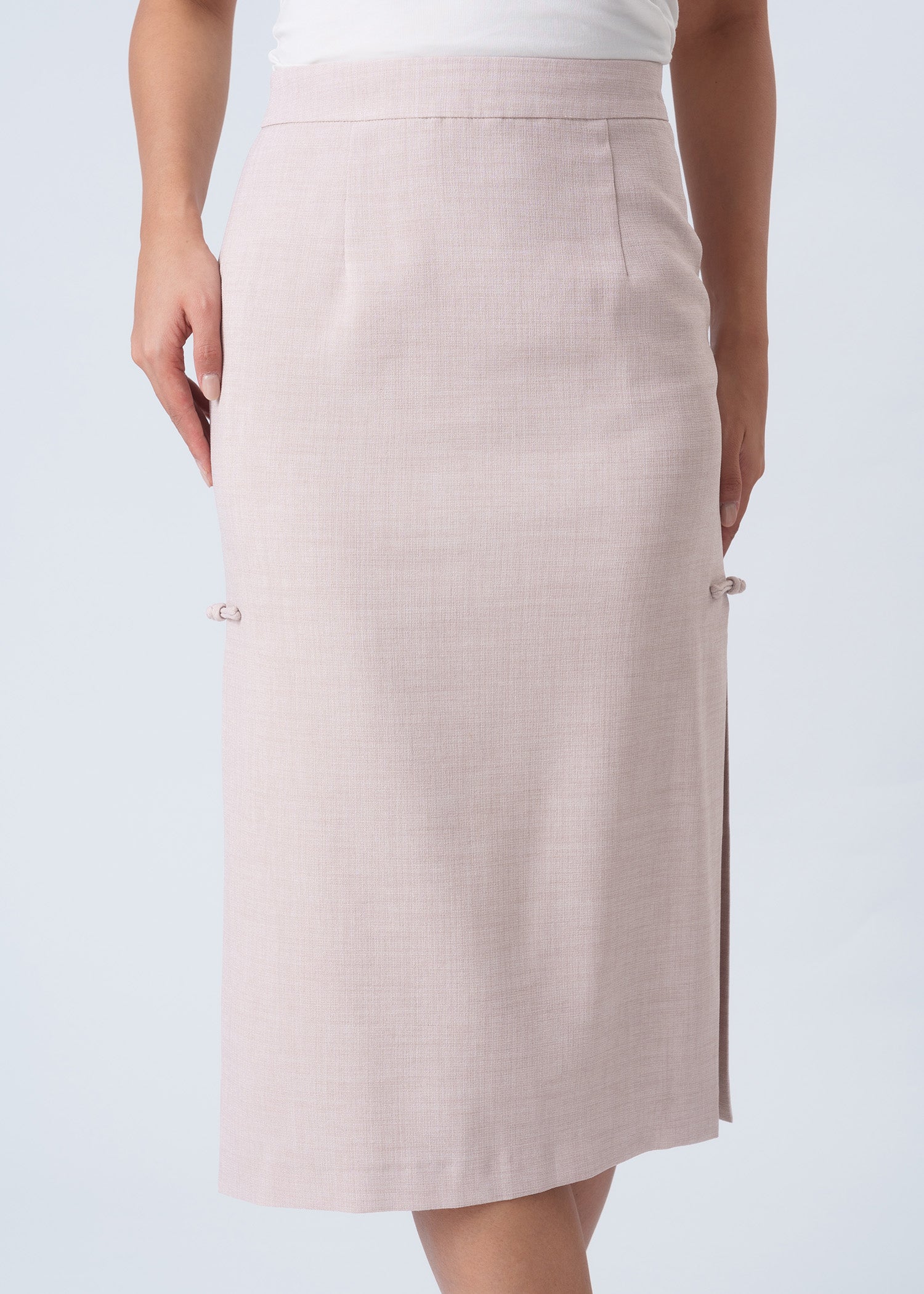 Linen Skirt w Pankou (Beige)