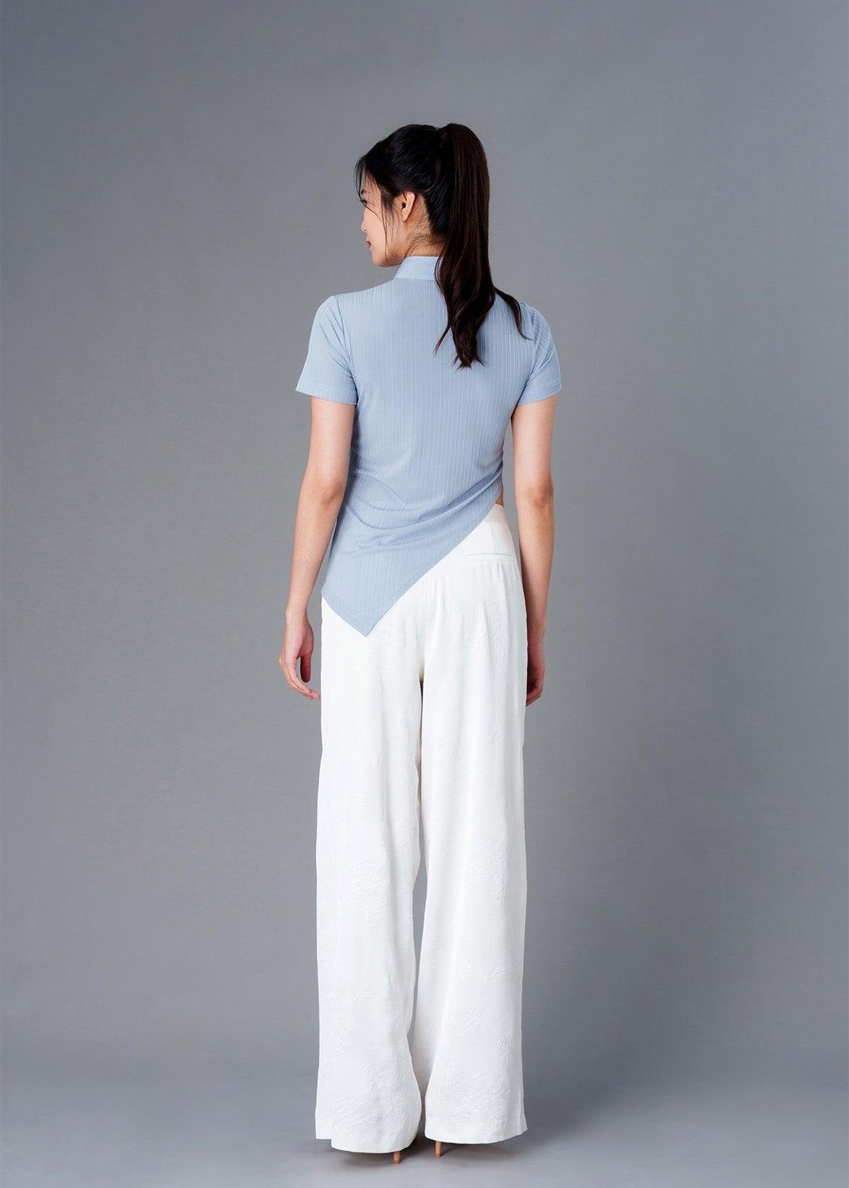 Asymmetric Qipao Top (Misty Blue)