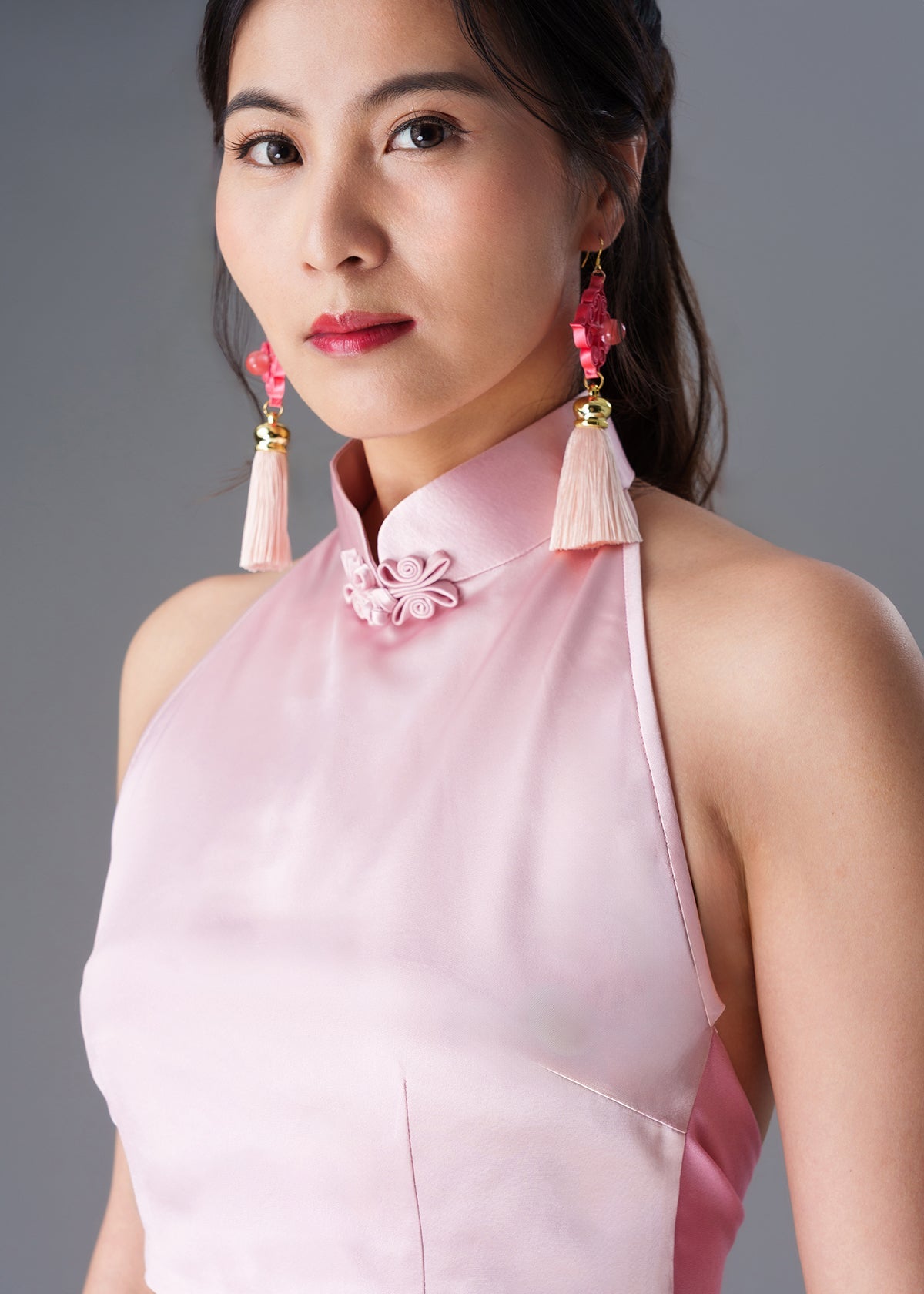 Ru Yi Pankou Tassel Earrings (Pink)