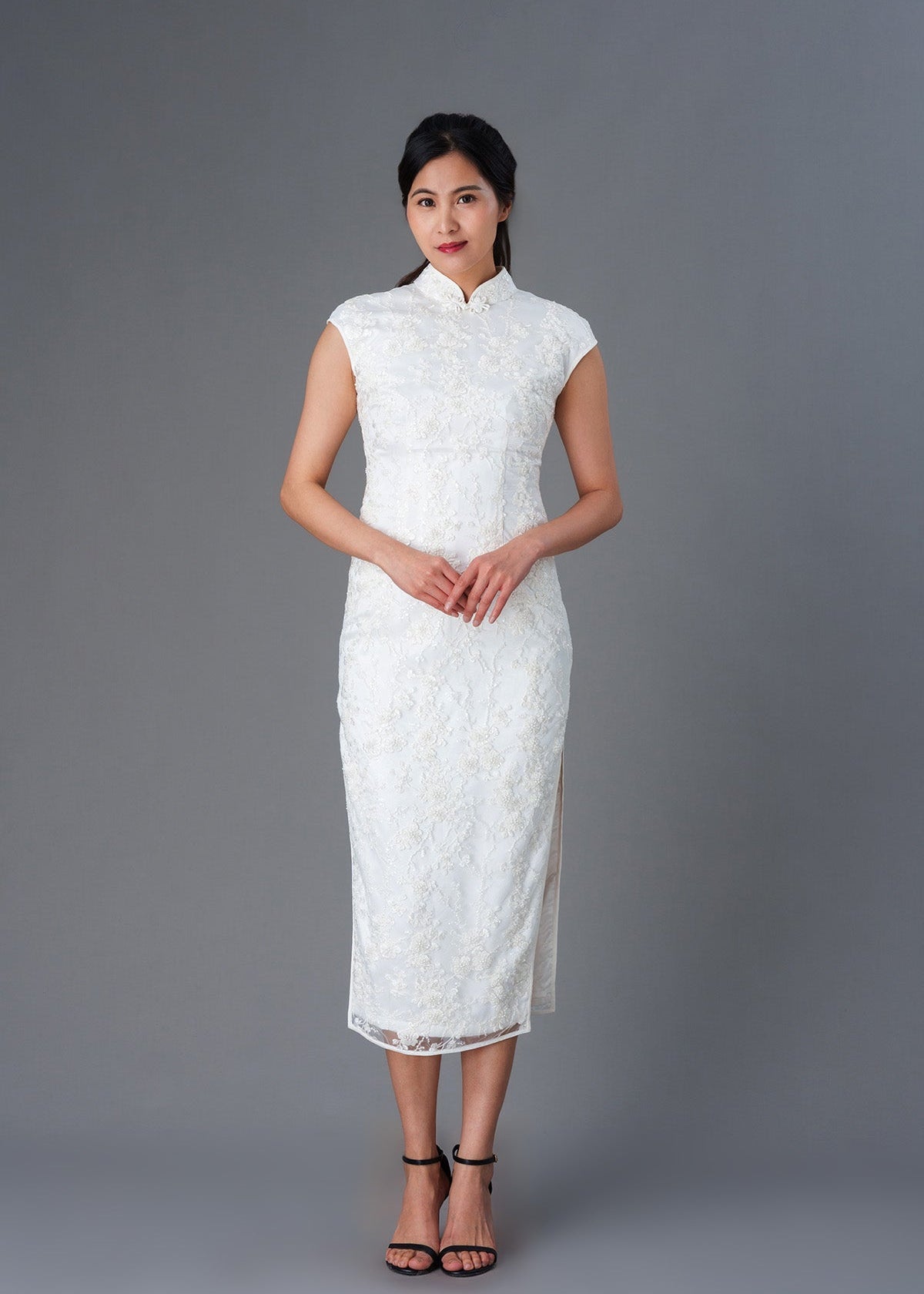 Extended Sleeve Bridal Qipao (White) - RTW