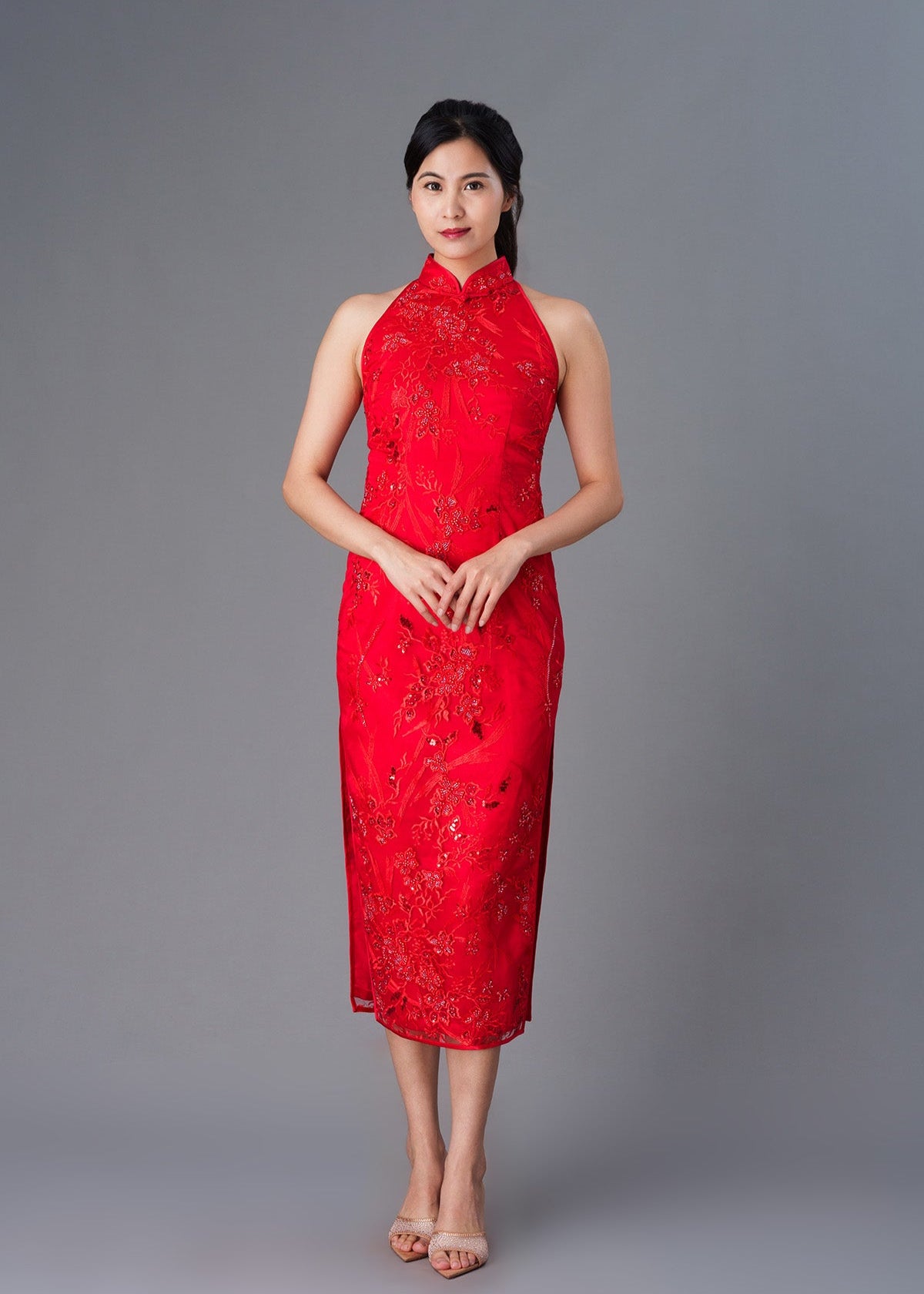Alyssa Halter Lace Bridal Qipao