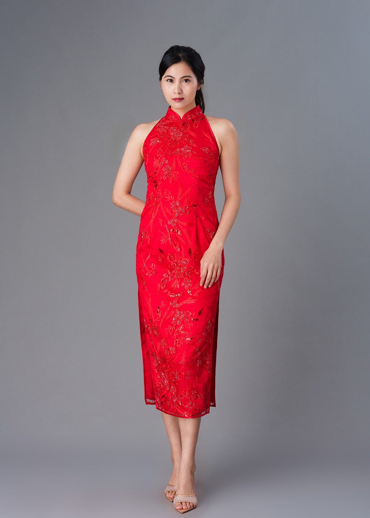 Alyssa Halter Lace Bridal Qipao