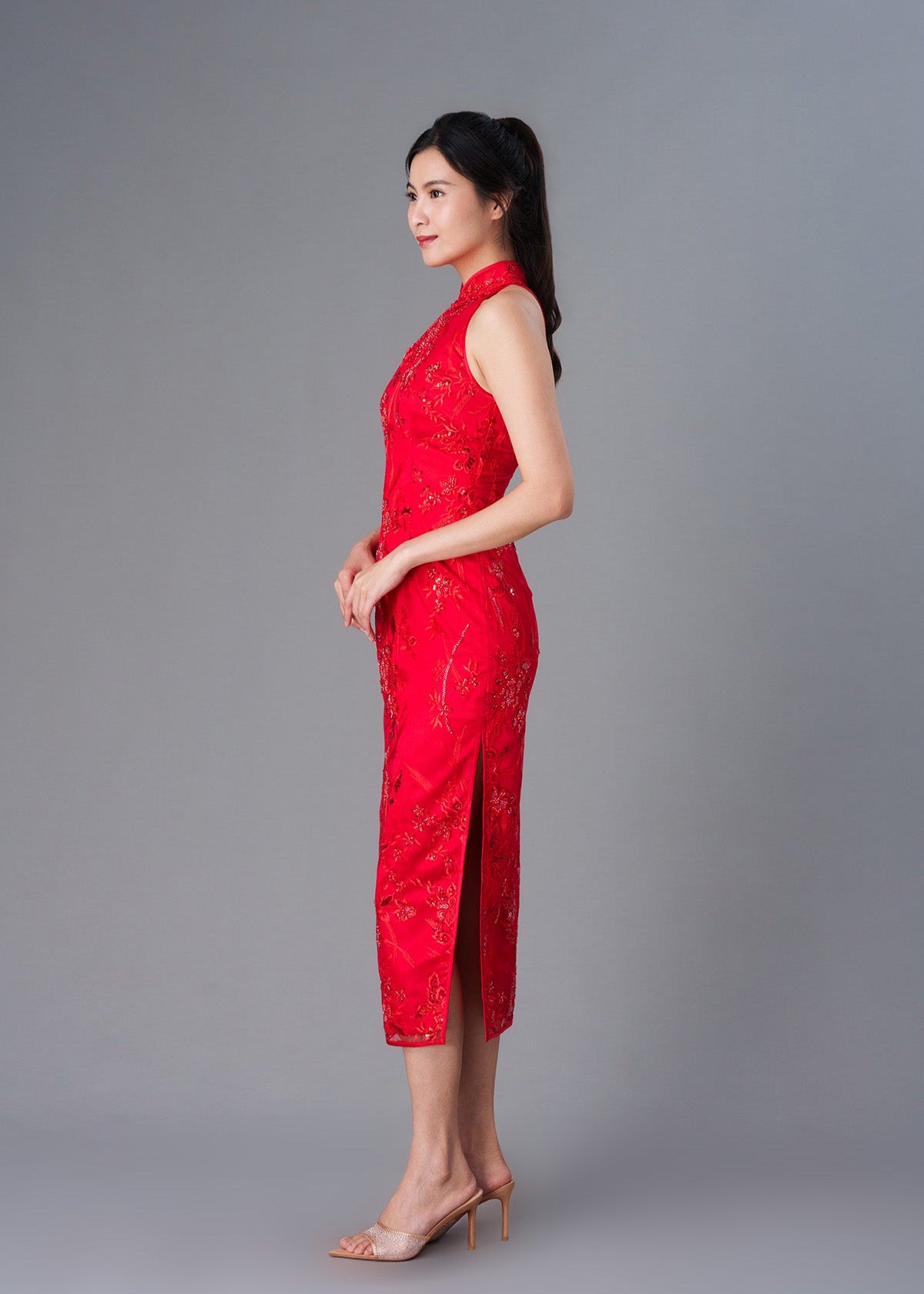 Alyssa Halter Lace Bridal Qipao
