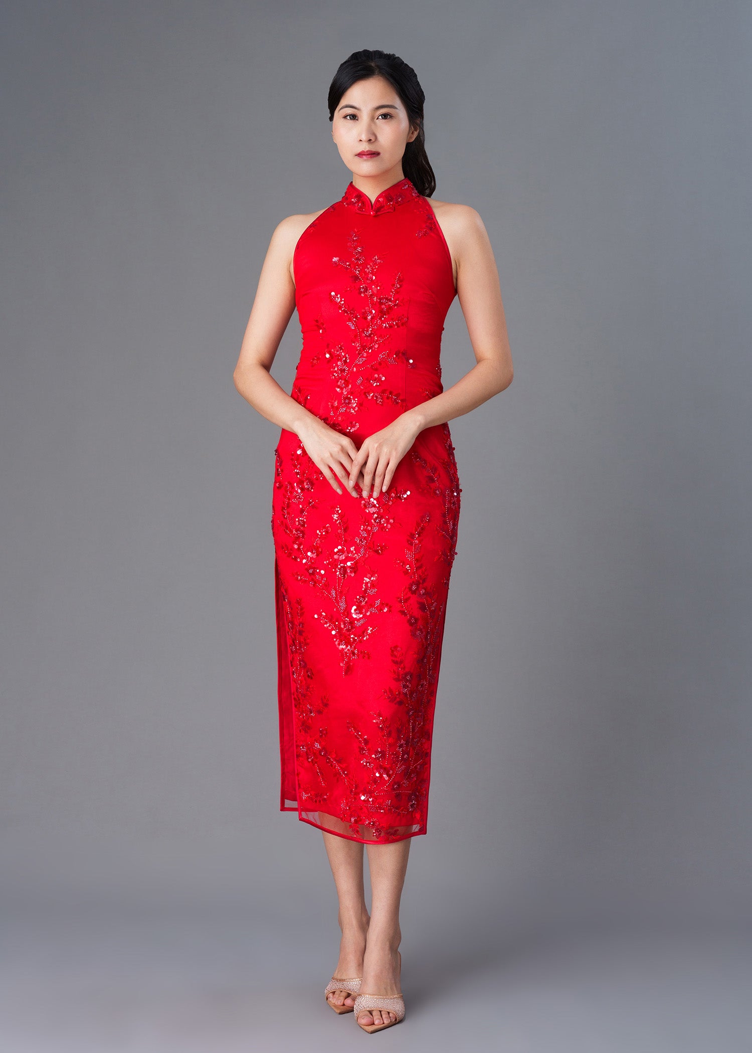 Corydalis Lace Sequin Qipao