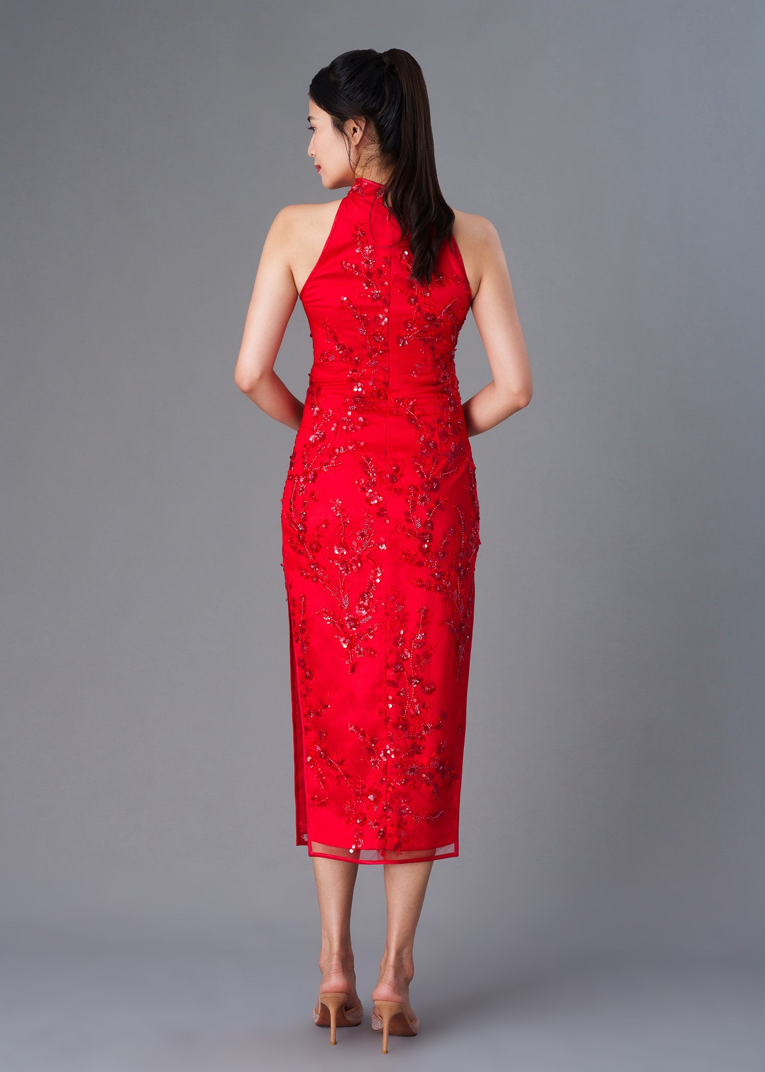Corydalis Lace Sequin Qipao