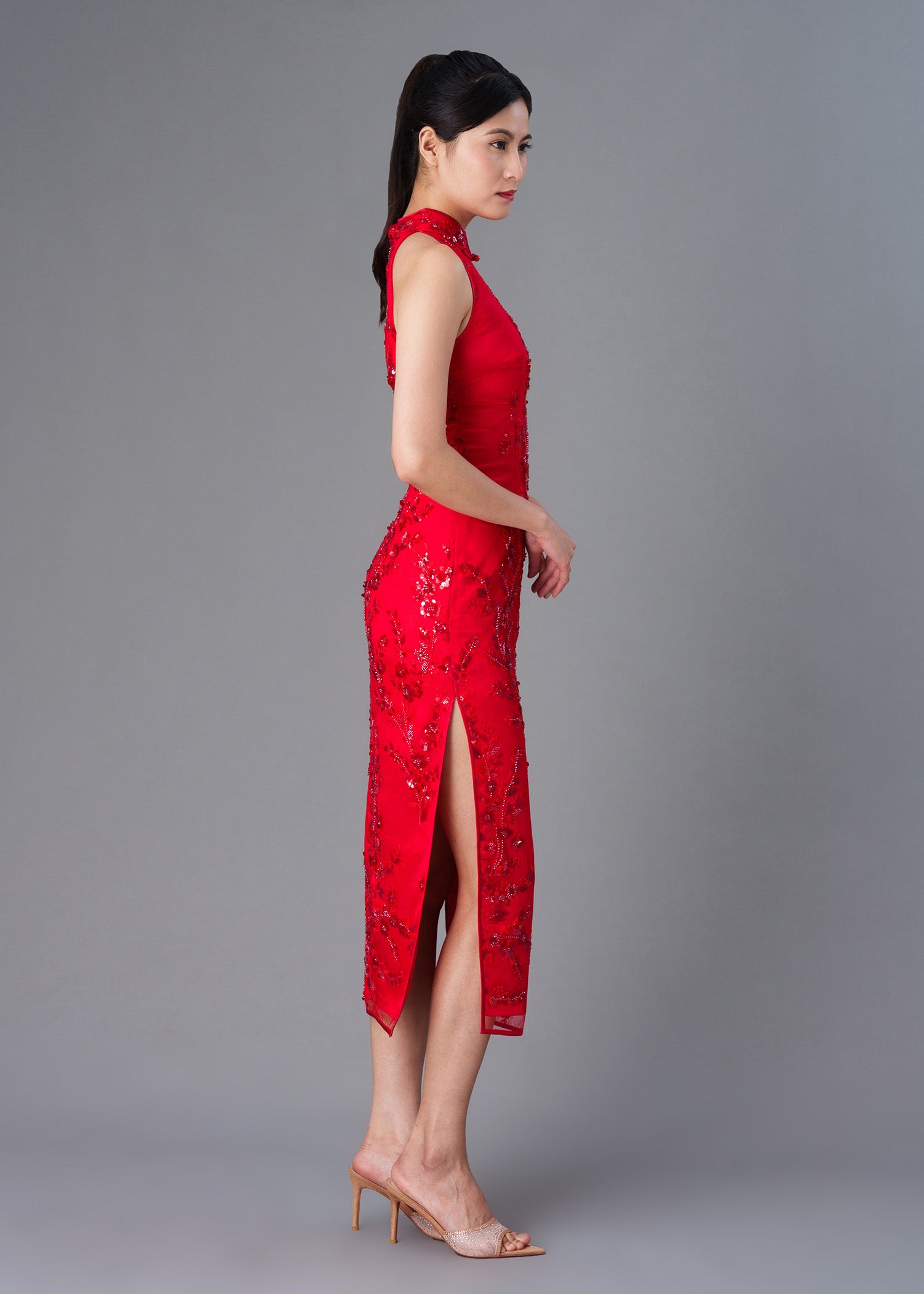 Corydalis Lace Sequin Qipao