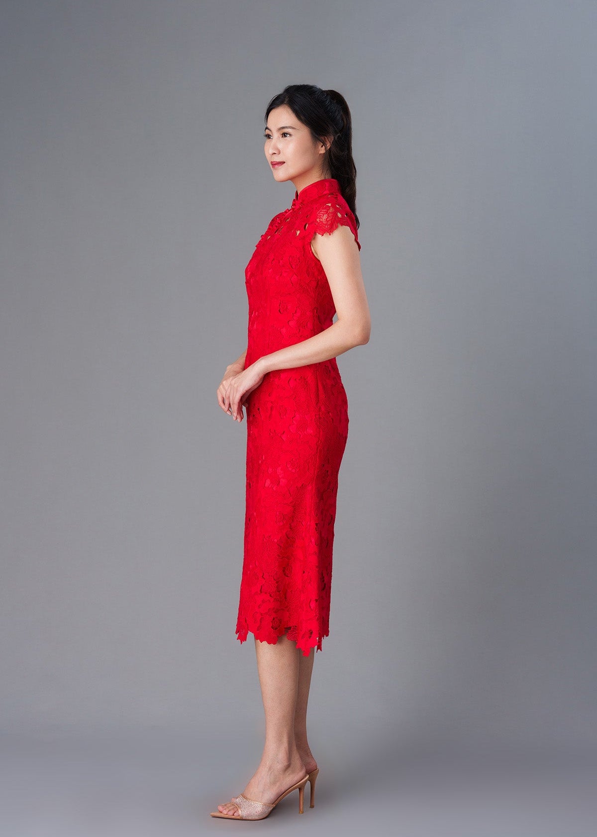 Cap Sleeve Mermaid Lace Qipao - RTW