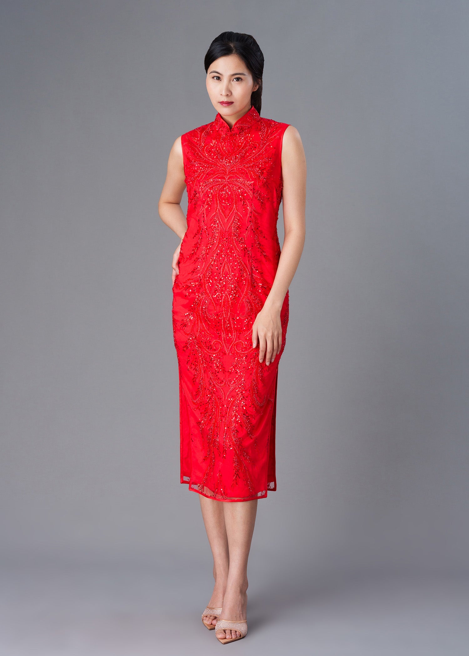 Silene Floral Lace Qipao