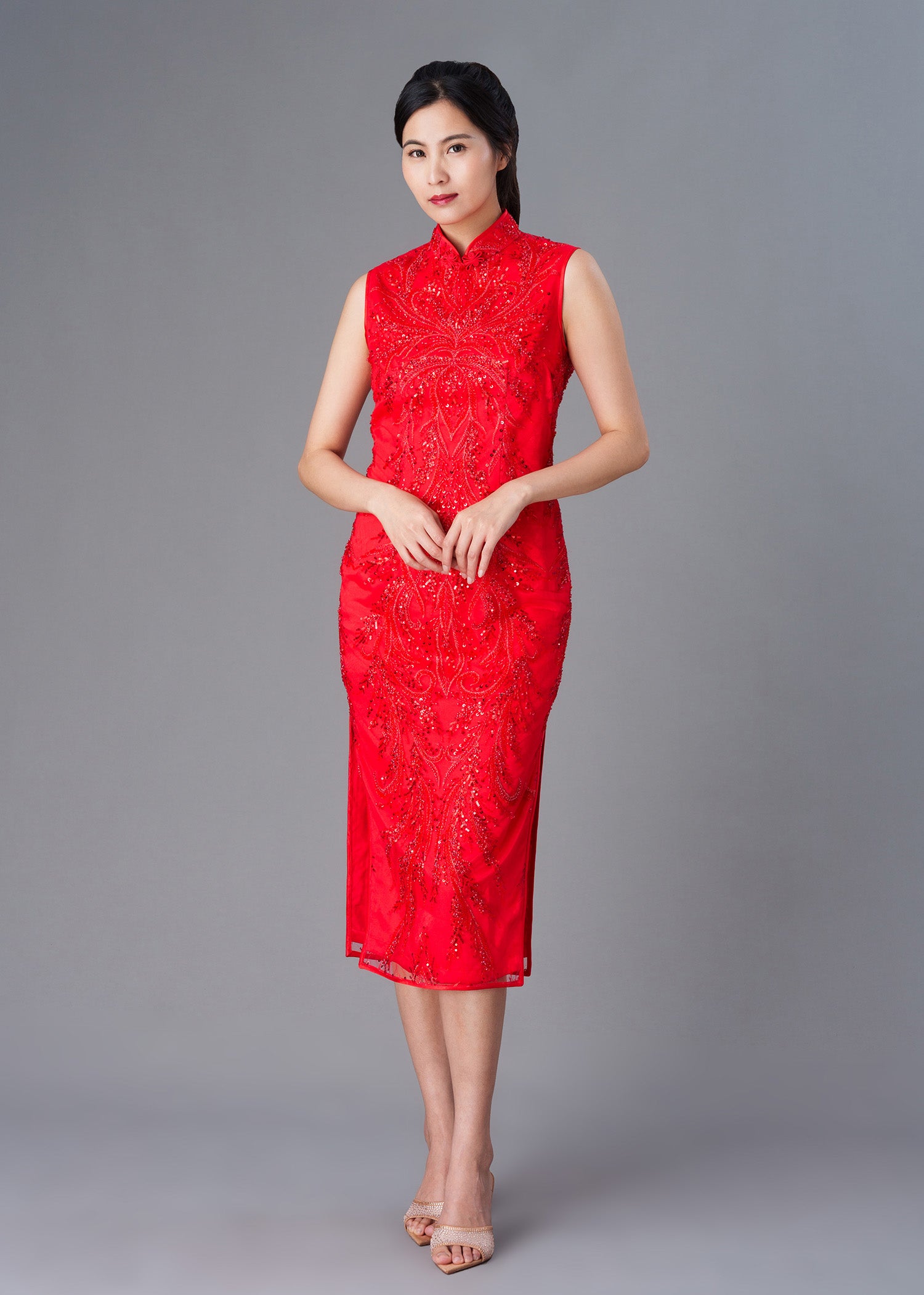 Silene Floral Lace Qipao