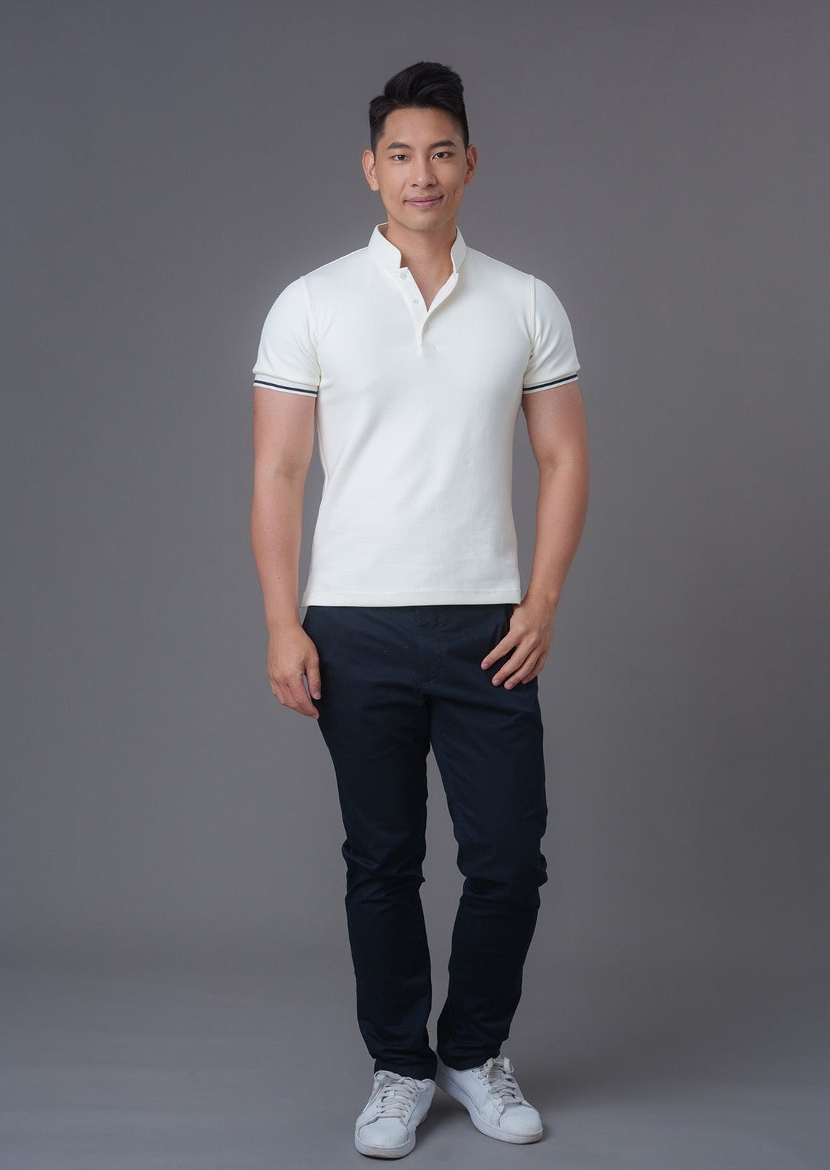 Short Sleeves Tang Polo Shirt (Cream)
