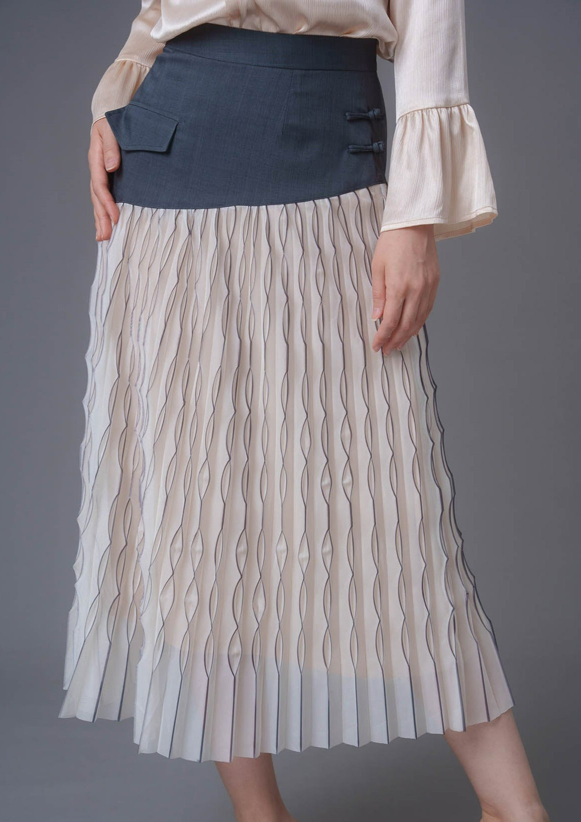 Pleated Chiffon Pankou Skirt